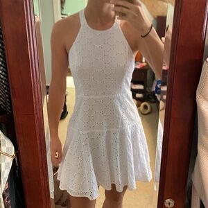 White halter mini dress